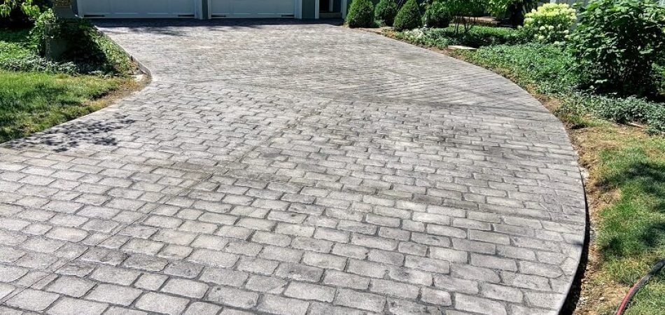 beautiful stamped concrete driveway