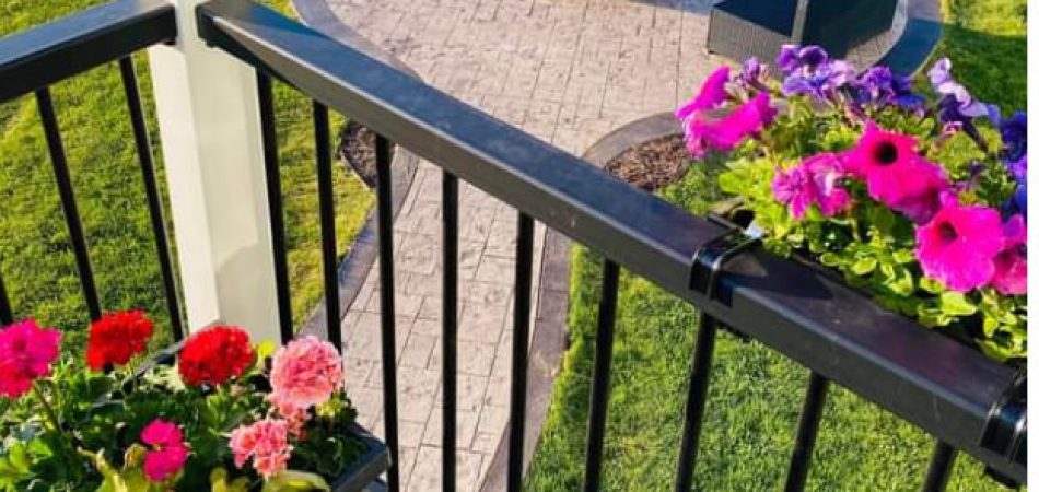 stunning stamped concrete firepit view